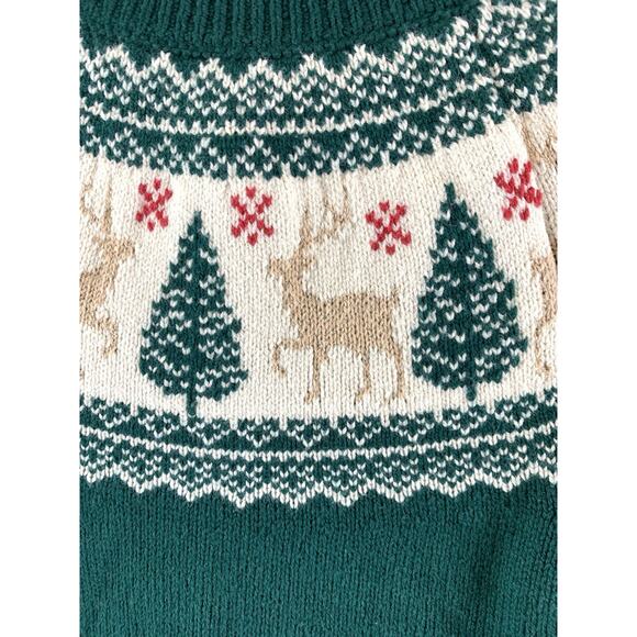 Tahari Girls Sweater Christmas Holiday Fair Isle Ruffle Green Sz 5/6 Reduced 4 - Picture 3 of 10